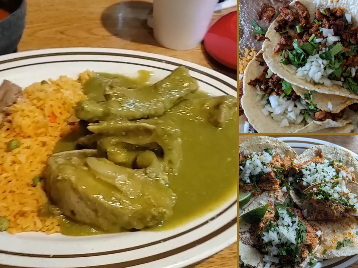 Casual dining room with traditional Mexican restaurant dishes.